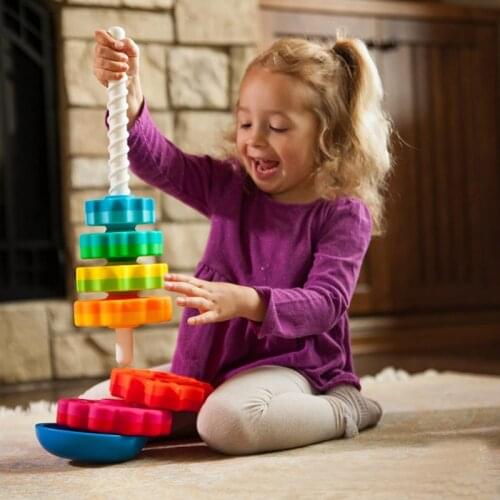 Rainbow Tower 2021 New Popular Baby Stacking Toy Color Spin Tower Rainbow Spiral Tower High Quality Gift For Kids Boy And Girl