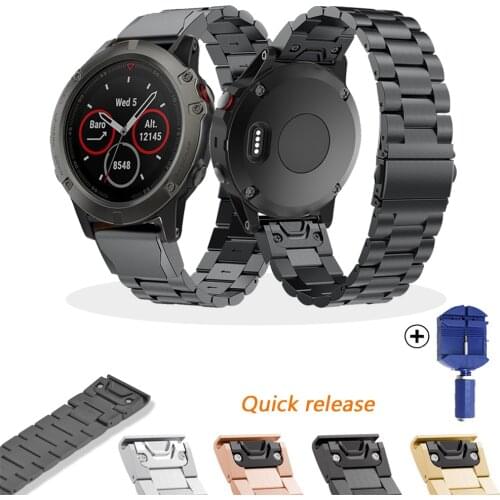 Stainless Steel Strap Quick release Watchband for Garmin Fenix Fenix 6S 6 6X Plus 5S 5 5X Plus Descent MK1 Wrist Strap Bracelet