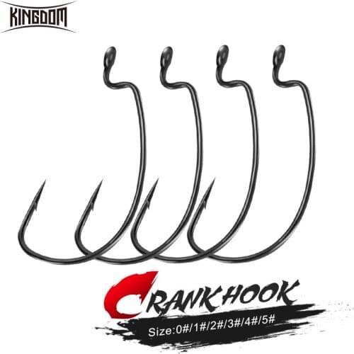 Kingdom Fishing Crank Fishhooks Single Hooks High Carbon Steel Worm Grub Soft Lure Bait Fishing Tackle Accessories Black Nickle