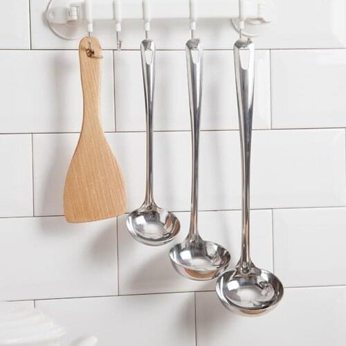 Stainless steel Long Handled Rice Soup Cooking Spoons Handmade Kitchen Utensil Ladle Tableware hot Selling