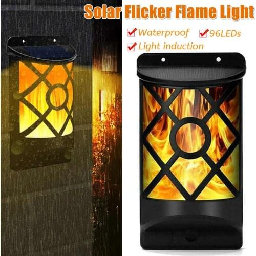LED Solar Flicker Flame Light Outdoor Solar Lamp PIR Motion Sensor Wall Light Outdoor Waterproof for Garden Decoration Wall Lamp