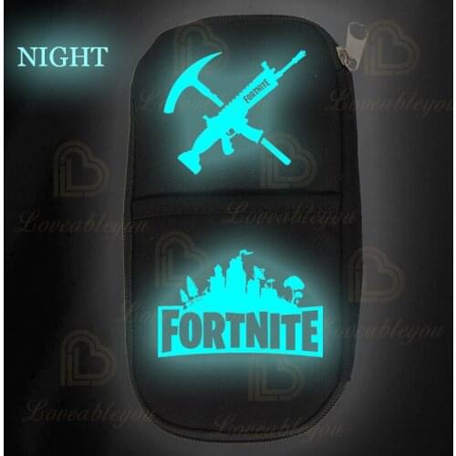 Luminous Original Fortnight Game Canvas Zipper Pen Case Anime Character Stationery Box School Supplies for Children Students