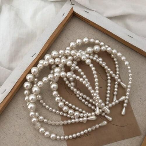 Baroque Full Pearl Beaded Headband Bridal Head Decoration Fashion Elegant Wedding Luxury All-Pearl Hair Hoop Jewelry Wholesale