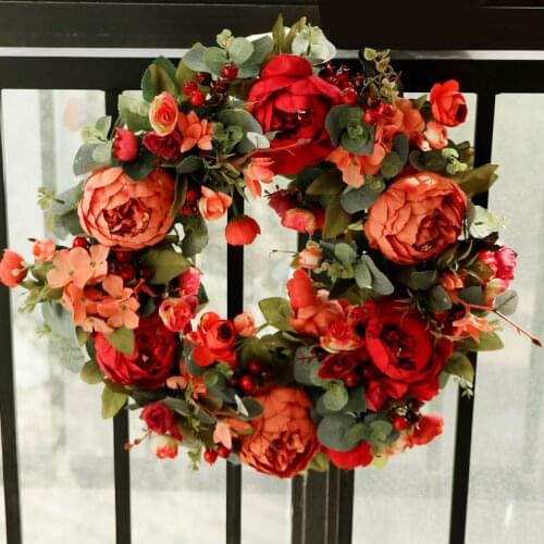Gorgeous Decorative Floral Wreath Peony Flower Home Door Wreath Decoration