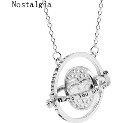 10 Colors Vintage Rotating Horcrux H P Time Turner Necklace Time Converter Time Pendant Necklace For Woman Man Accessories