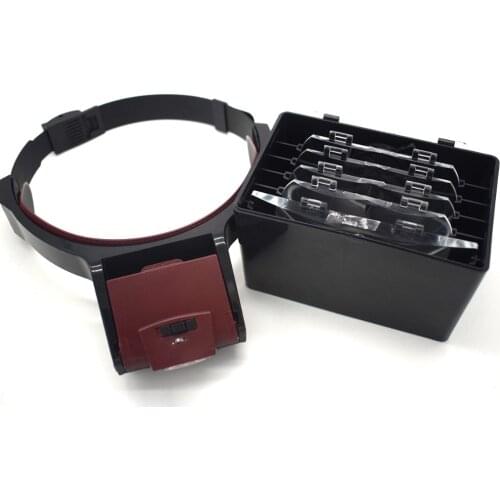 Jewelry Magnifier LED Loop Headset Magnifier with Four Lenses Wearing Helmet Jewellery Tool