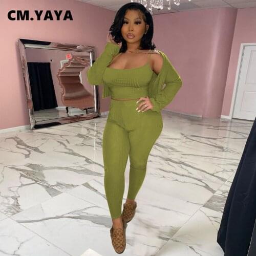 Lemon Gina Women Knitted Two 2 Piece Set Cardigans Tank Tops and Legging Pants Matching Set Outfits Active Yoga Tracksuit