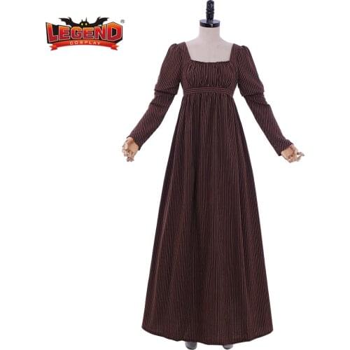 Cosplay legend Women Regency Dress Vintage High Waistline Strip Gown Costume Custom Made H001
