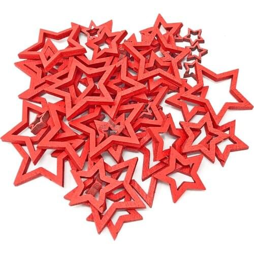 1000pcs 10-30mm Mixed Wood Hollow Stars DIY Scrapbooking Embellishments Decorations Xmas Christmas Crafts