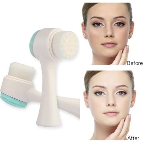 1PC 3D Double Side Silicone Face Wash Brush Facial Blackhead Remover Pore Deep Cleaning Exfoliator Face Scrub Washing Brush TSLM