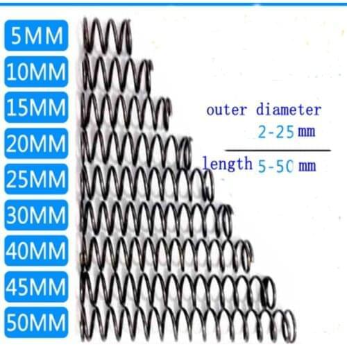 10pcs wire diameter 0.2-1.0 outer diameter 2-20 length 5-50 compression spring return small spring