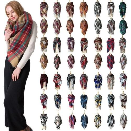 2018 Winter square Scarf For Women Brand Designer Shawl Cashmere Plaid Scarves Blanket Wholesale Dropshipping