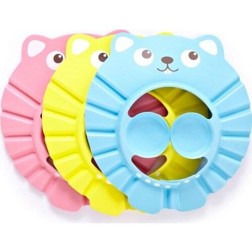 3pcs Adjustable Children Shower Cap 0-36 Months Baby Toiletries Baby Shampoo Cartoon Shower Cap EVA Rubber Foam