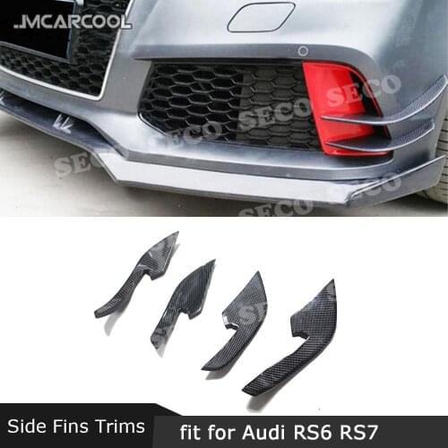 Carbon Fiber Front Foglamp Air Vent Side Fins Winglet For Audi A6 RS6 2013-2016 A7 RS7 2012-2015 4PCS Trunk Trim Decoration