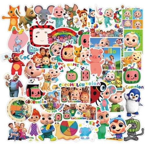 50 PCS Children Anime Cocomelon Stickers Graffiti Suitcase Guitar Waterproof Sticker