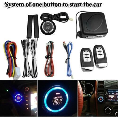 12V Auto Car Keyless Entry Start System One Start Stop Engine Push Button Vehicle Alarm PKE Remote Start Keyless Entry System