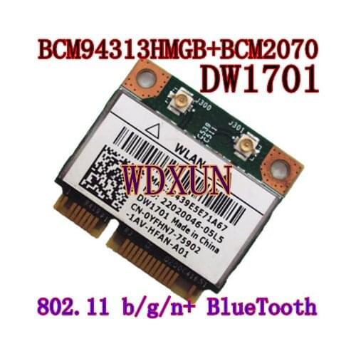 Broadcom BCM94313HMGB BCM2070 BCM4313 DW1701 YFHN7 Half Mini PCI Express BT Bluetooth WLAN Wireless Card