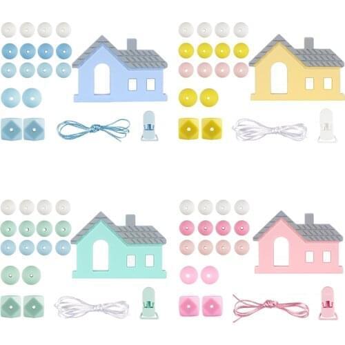 1 Sets Safe Food Grade Silicone Teether Beads BPA Free DIY Accesories Baby Teething Toy Cartoon Pacifier Chain Clip for Baby