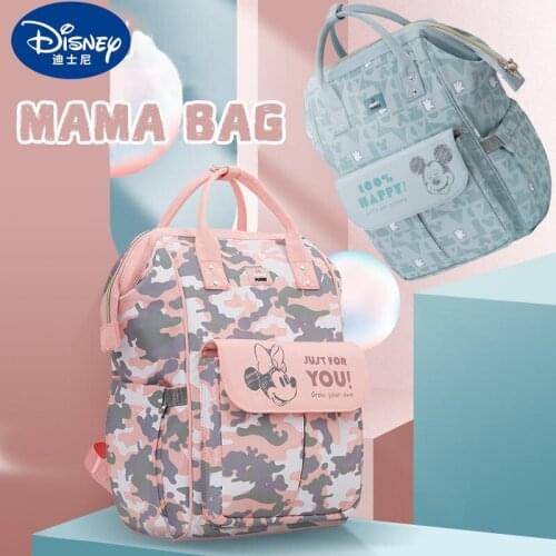 Disney Diaper Mickey Minnie Large Fashion Backpack USB Waterproof Maternity Accessories Travel Maternity Stroller Mommy Baby Bag