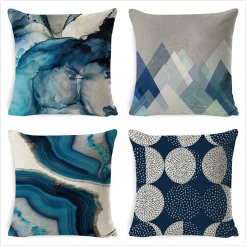 Cushion Cover Blue Beach Forest Abstract Cushion Case Polyester Pillowcase Home Office Sofa Waist Pillow Case 45*45cm kussen