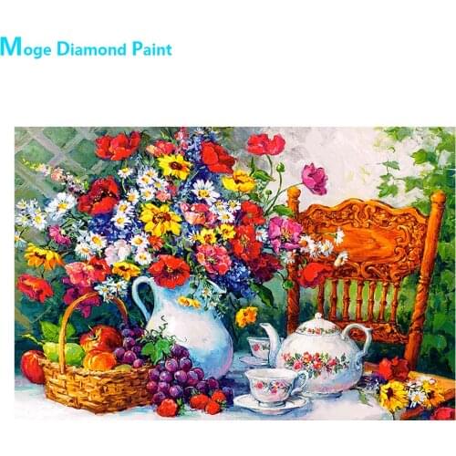 Flower Vase Diamond Painting Oil Floral Tableware Round Full Drill Nouveaute DIY Mosaic Embroidery 5D Cross Stitch Home Decor