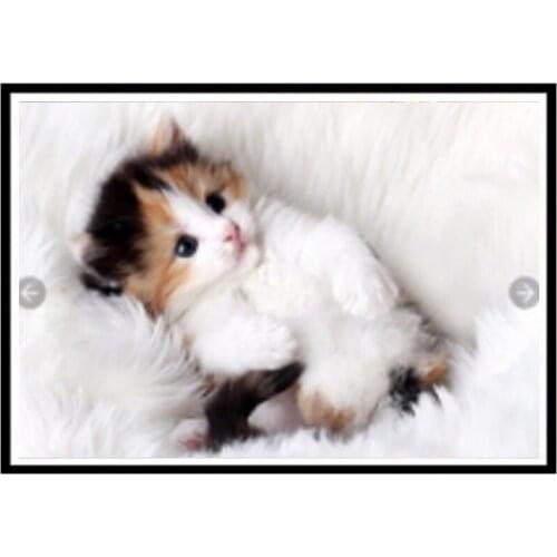 DIY 5D diamond drawing cartoon animal cute cat round diamond Mosaic home decoration pattern children handmade New Year gift