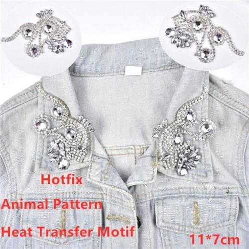 Diy Cute Animal Motifs Rhinestone Heat Transfer Pattern Hotfix Patches For Clothing Shoes Dress Kids School Bag Decorative Decal