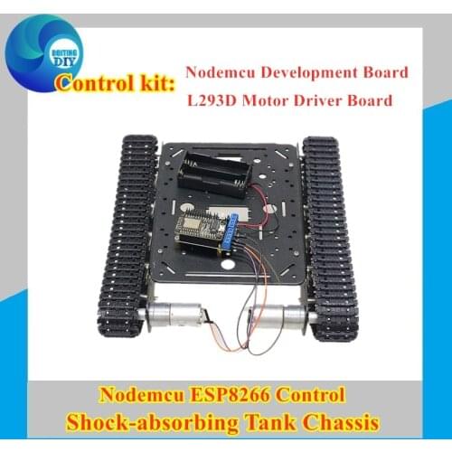 ESP8266 RC Smart Robot Tank Chassis with Dual DC Motor+ Nodemcu Development Board+L293D Motor Driver Board for DIY Project TS100