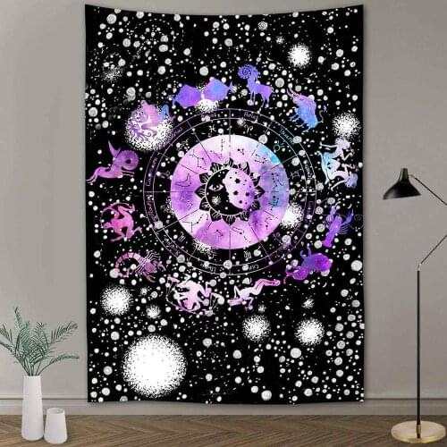 Starry sky twelve constellations Tapestry Libra Capricorn Leo Aries Virgo Decorative Tapestries Wall Background Art Tapestry