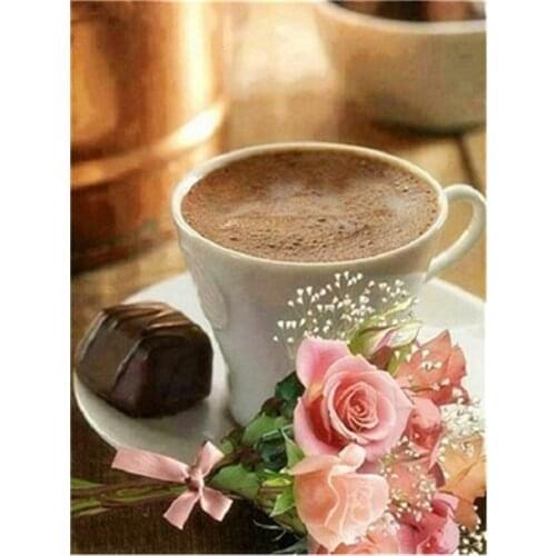 Coffee Cup Flowers Kitchen DIY 11CT Cross Stitch Embroidery Kits Craft Needlework Set Cotton Thread Printed Dropshipping
