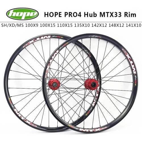 27.5 29er bicycle mountain bike wheel HOPE pro4 142*12 100*15 110x15 barrel axle QR aluminum mountain bike wheel 33MM wide