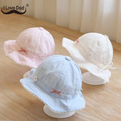 Summer New Baby Hat Flower Bows Kid Girls Cap Soft Cotton Children Outdoor Beach Cap Panama Caps Kids Sunhats for Girl