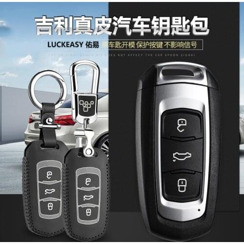 Luckeasy leather key cover for Geely emgrand EC7 EC718 EC715 Global Hawk GX7 Car Key bag/case wallet holder key2y