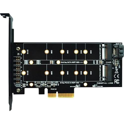 M.2 NVMe SSD NGFF to PCIE X4 Adapter Card M Key-B Dual Interface Expansion Card Supports 20110 SSD