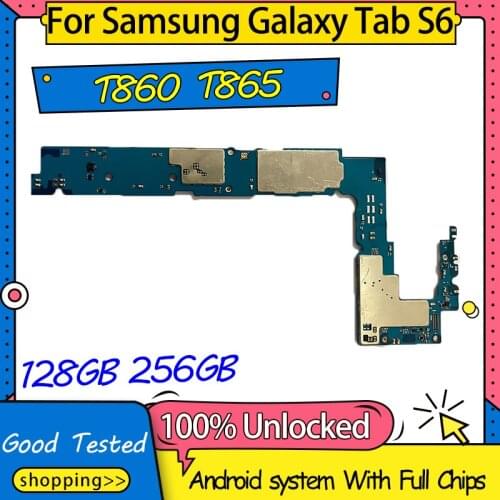 Original For Samsung Galaxy Tab S6 T860 T865 Motherboard Unlocked Logic Board Mainboard With Full Chips 6G+128GB/8G+256GB