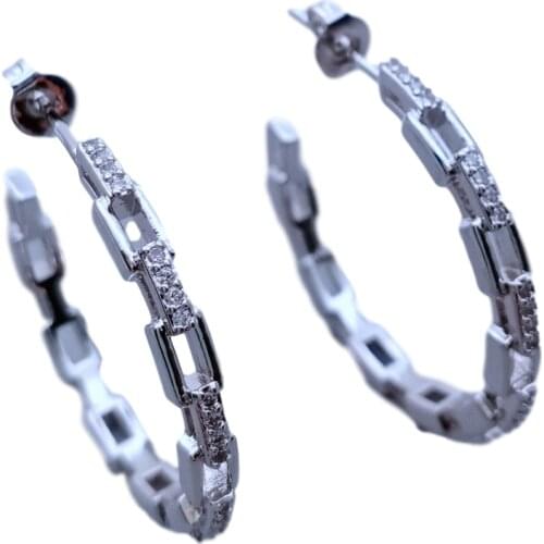 Trendy Geometric big circle hoop Earrings Full Cubic Zirconia Earrings