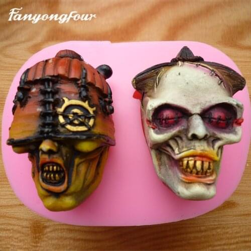2017 new! 3D Skeleton Head Skull Silicone Mold Styling Candy Jelly Mold Fondant Cake Decorating Pastry Baking Tools