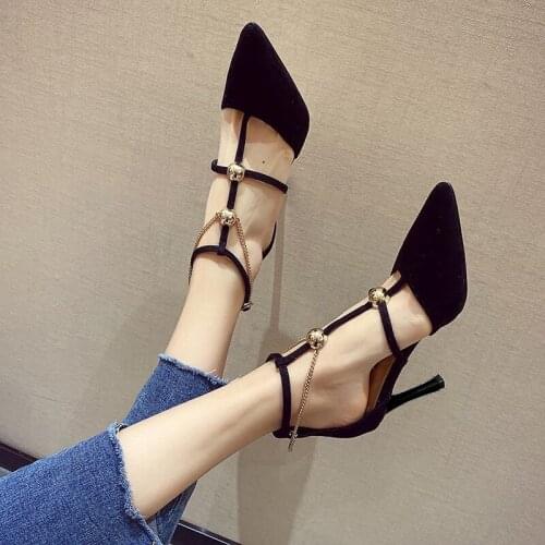 New Fashion French High Heels Shoes 2021 New Style Womens Buckle with Baotou Fairy Style Stiletto Sandals Pumps Wedding Shoes