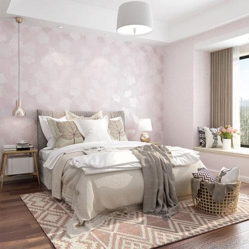 Korean Modern Fantasy Leaf Veined Non-woven Wallpaper, Leaf Garden Girl Room Bedroom Yellow Purple Green Home Decoration