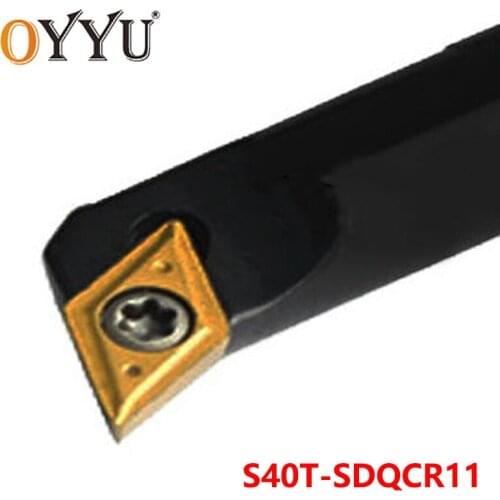 OYYU 40mm SDQCR S40T-SDQCR11 Boring Bar Turning Tool Shank use Carbide Inserts DCMT11 Internal Lathe Tools Cutting Holder