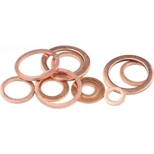 Copper Flat Washer Ring Seal Gasket Sump Plug Oil Fittings M5 M6 M8 M10 M12 M14 M16 M18 M20 M22 M24