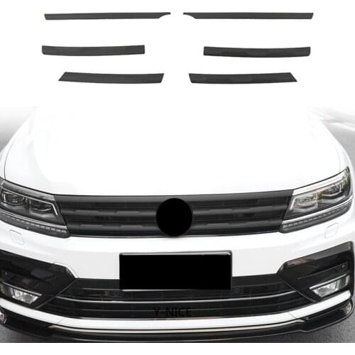 For Tiguan MK2 2016-2021 Front Bumper Mesh Center Grille Grill Moulding Strips Cover Trim