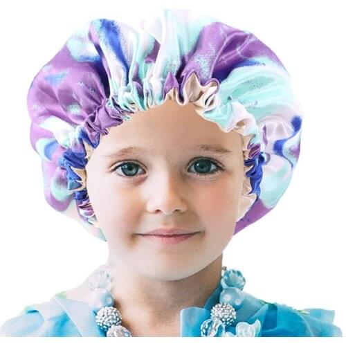 Kids Reversible Satin Bonnet Hat Boys Double Layer Adjustable Size Night Sleep Cap Beanie Used To Protect Curly Hair Accessories