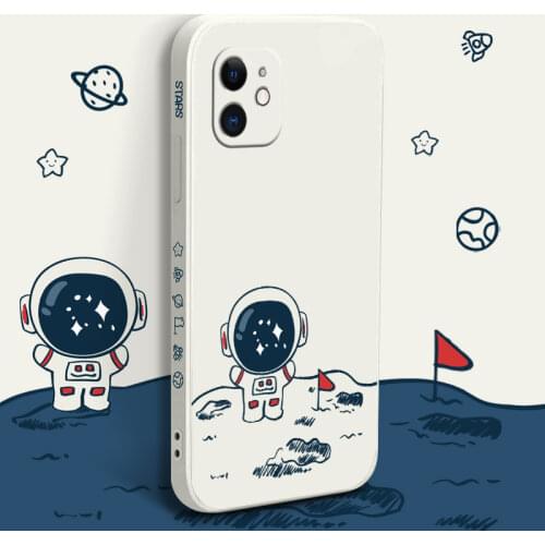 Boarding Astronaut Phone Case For iPhone 12 Pro Max 11 X XS XR XSMAX SE2020 8 8Plus 7 7Plus 6 6S Plus Silicone Cover