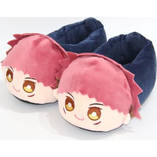 Winter plush cotton slippers Jujutsu Kaisen Itadori Yuji anime cosplay cartoon graphics men women slippers adult family shoes