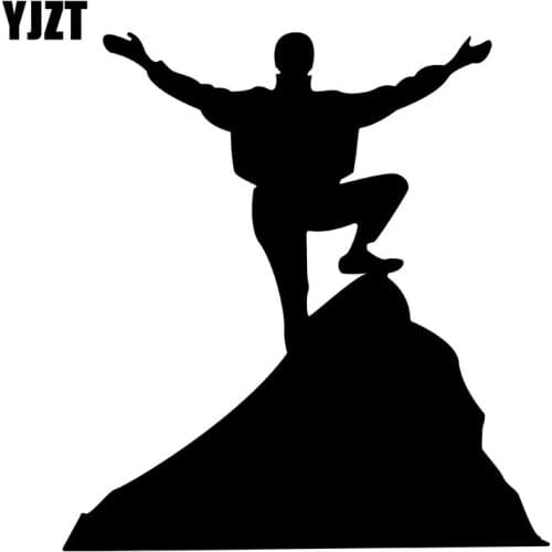 YJZT 15CM*15.9CM The Man Standing On The Top Of The Hill Car Sticker Interesting Car Styling Vinyl Black/SilverC31-0004