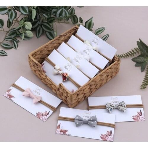 Baby Girls Elastic Bow Headband Fashion Printing Bowknot Hair Band for Newborn