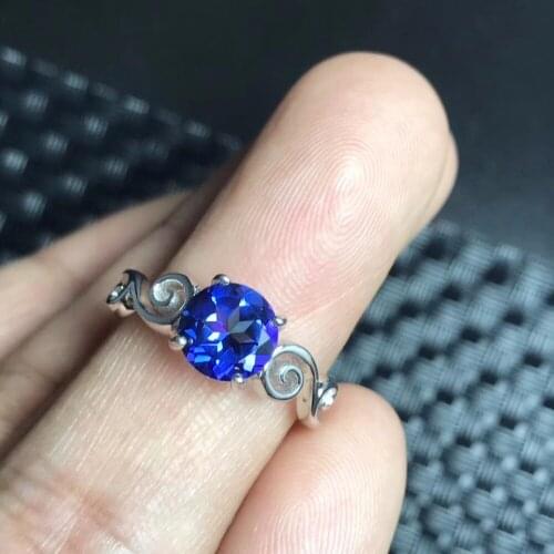 Natural Blue Topaz Rings for Women, 925 Sterling Silver Fine Jewelry, 6*6mm Gemstone Birthstone Jewelry with Velvet Box FJ247