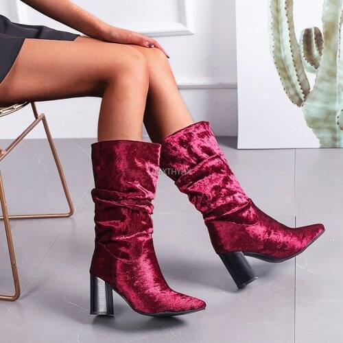 NEW Womens High Boots Pu Leather Knight Fashion Heels Riding Women Bottes Femme Size 36-43 Mid-calf Winter Rome Square
