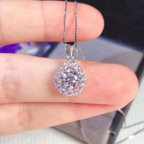 Classic 1ct Carat Moissanite Pendant Necklace Waterdrop S925 Silver D Color Pendants for Women with Certificate